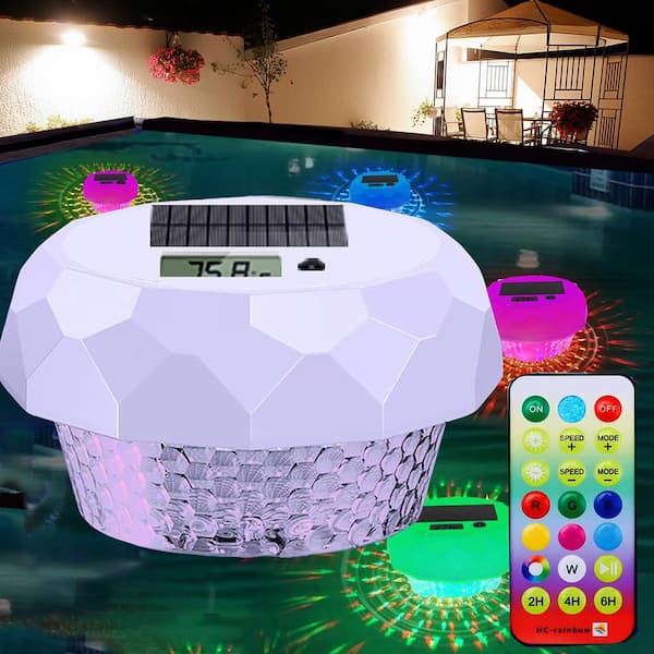 Solar Digital Pool Thermometer with Color-Changing LED and Extra-Large Display IP68 Waterproof Perfect Pools Hot Tubs