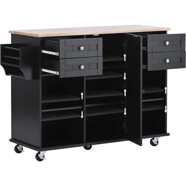 Unbranded 52.8 in. W x 18.5 in. D x 36.4 in. H Bathroom Black Linen Cabinet