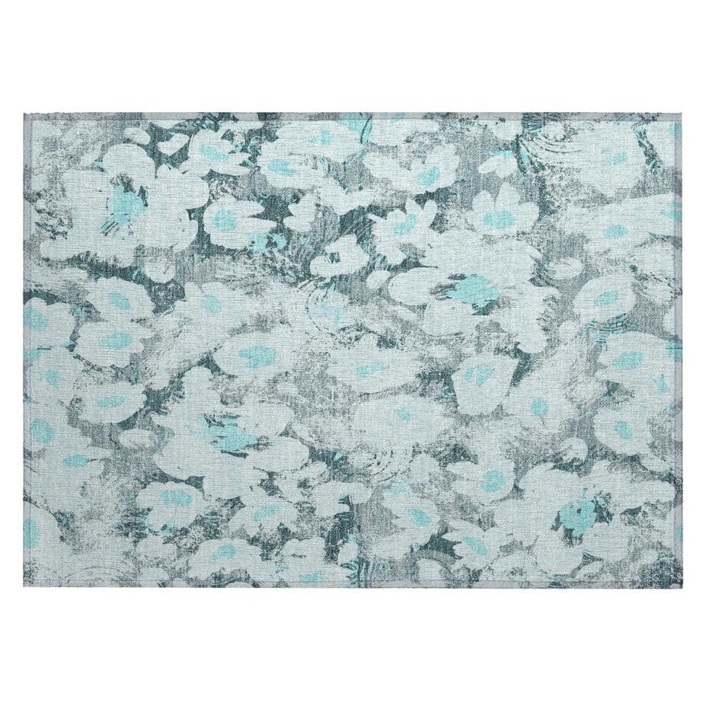 Teal 2 ft. x 3 ft. Woven Floral Rectangle Indoor/Outdoor Area Rug price history on PriceWatchPro