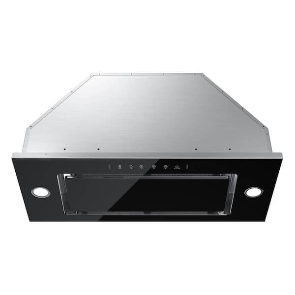 VIKIO PRO 36 in. 600 CFM Convertible insert Range Hood in Stainless Steel Getures/Touch control, Permanent Filter with Black Glass