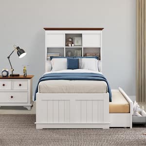 Arina 2-Piece White Twin Wood Bedroom Set with Trundle and Nightstand