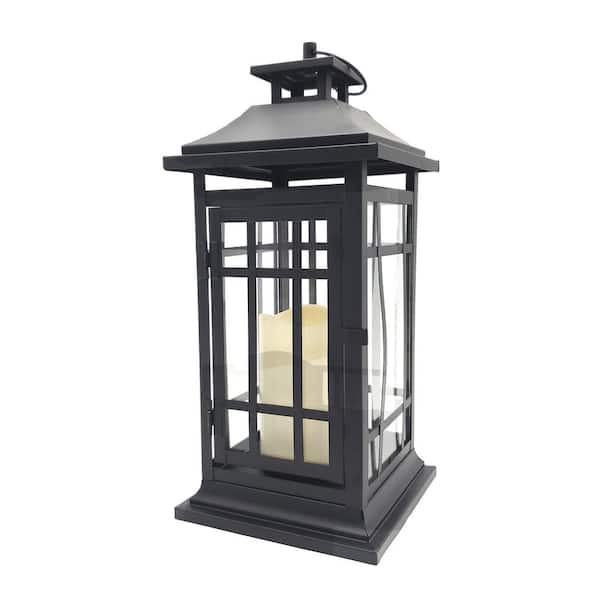 12.4-Inch LED Lighted Battery Operated Lantern Warm White Flickering Light