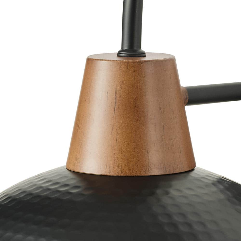 Black Iron Gooseneck Barn Wall Sconce with Wood Accent