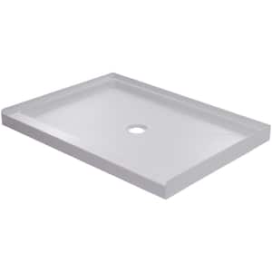 60 in. L x 36 in. W Alcove Shower Pan Base with Center Drain in White
