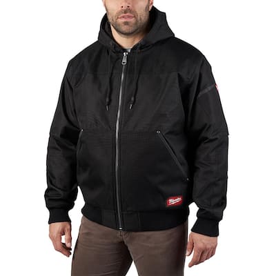 Men's X-Large Black GRIDIRON Bomber Hooded Jacket