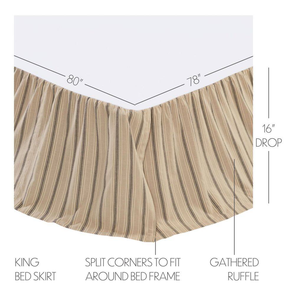 Sawyer Mill Charcoal Striped Cotton King Bed Skirt