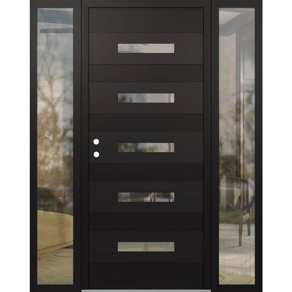 D9 60 in. x 80 in. Black P Right-Hand/Inswing Clear Glass Black/Black 2 Sidelite Steel Prehung Front Door price history on PriceWatchPro