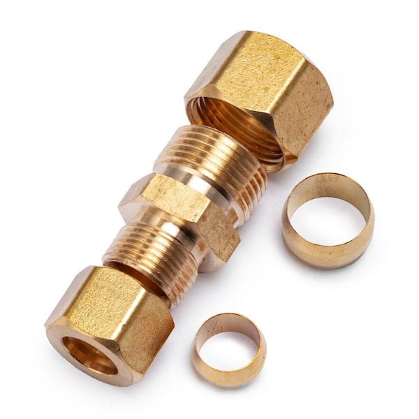 1/2 in. O.D. x 3/8 in. O.D. Brass Compression Reducing Coupling Fitting  (5-Pack)