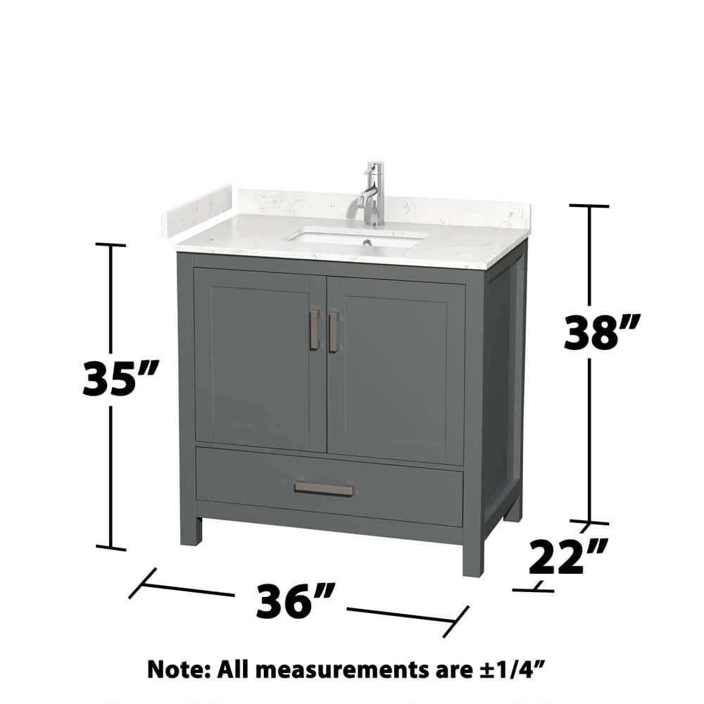 Sheffield 36" Dark Gray Bathroom Vanity with Carrara Marble Top