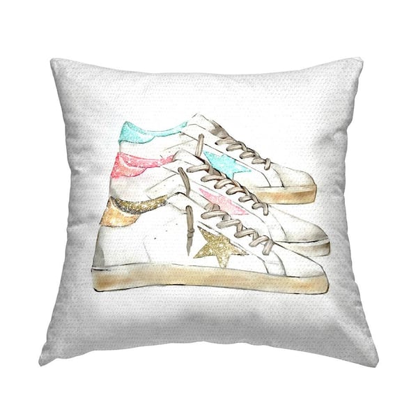 Stupell Industries Pastel Star Shape Fashion Sneakers Multi-Color Square Outdoor Throw Pillow