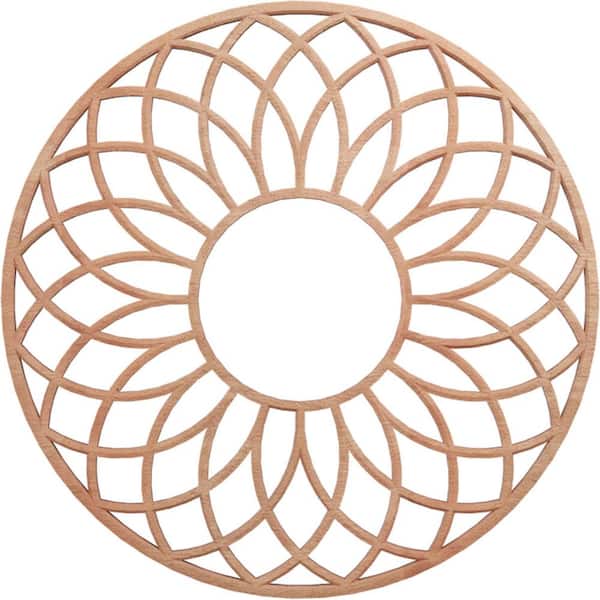 Ekena Millwork 16 in. x 16 in. x 1/4 in. Cannes Wood Fretwork Pierced Ceiling Medallion, Cherry