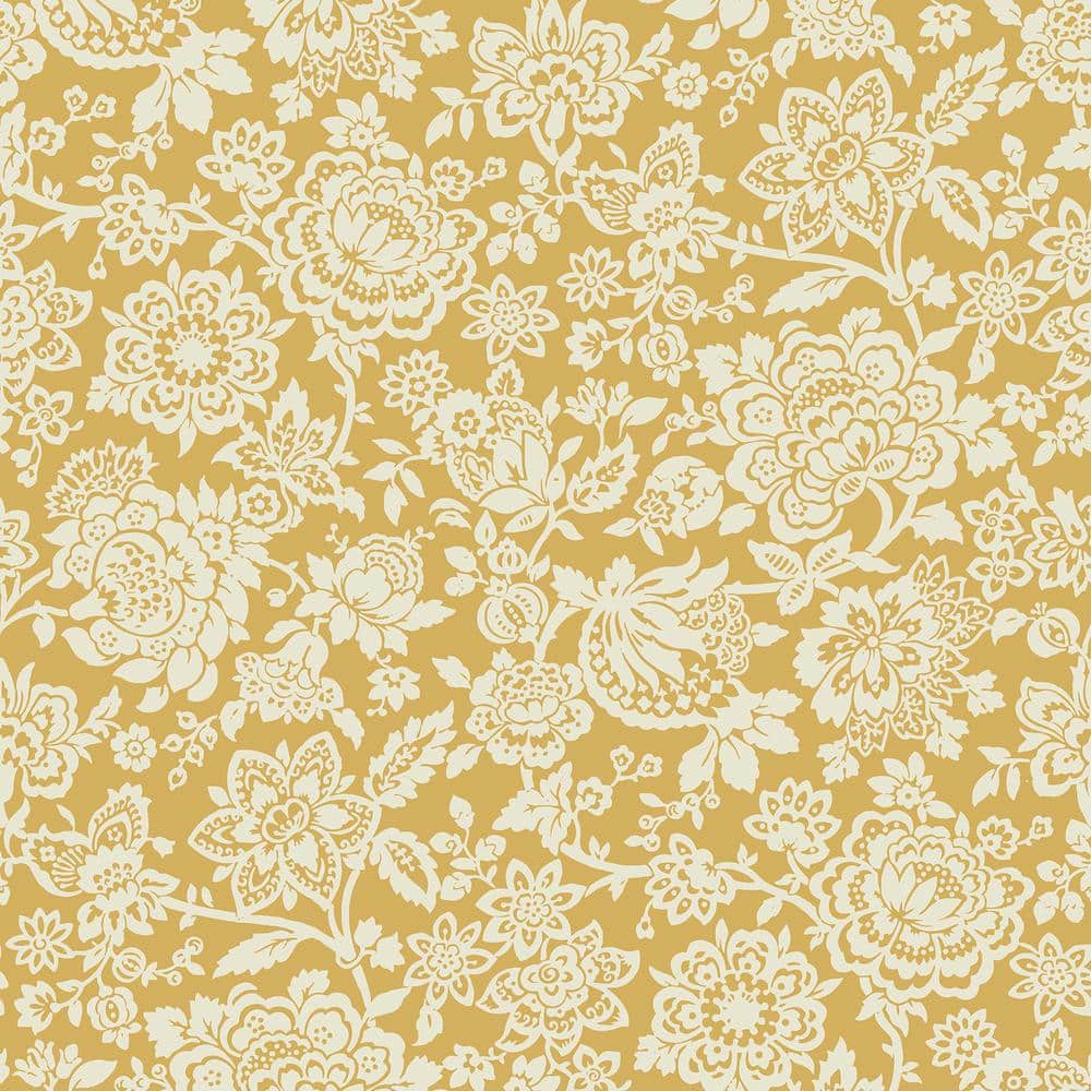 Laura Ashley Trailing Laurissa Pale Ochre Yellow Removable Wallpaper
