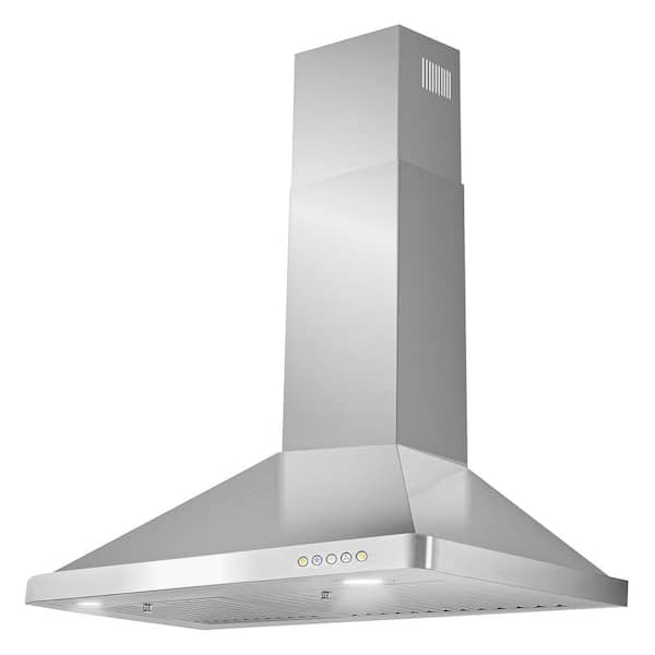 30 in. Vista Collection 380 CFM Ductless Wall Mount Range Hood, Button Controls, LED Lights, Stainless Steel