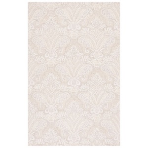 Micro-Loop Beige 5 ft. x 8 ft. Medallion Solid Color Area Rug