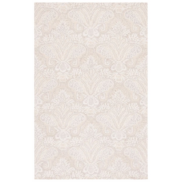 SAFAVIEH Micro-Loop Beige 5 ft. x 8 ft. Medallion Solid Color Area Rug