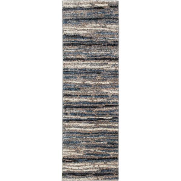 Shoreline Blue Striped Multi 2 ft. x 7 ft. Rectangle Indoor Runner Rug