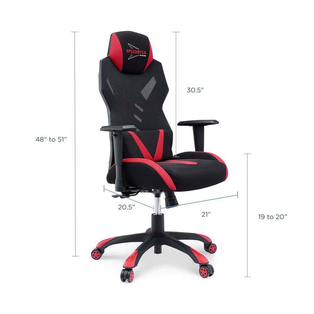 Speedster Ergonomic Mesh Gaming Chair with Lumbar Support, Black Red