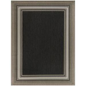 Paris Black Gray 5 ft. x 7 ft. Modern Plastic Indoor/Outdoor Area Rug  PLY-PRS-B&G-5X7 - The Home Depot