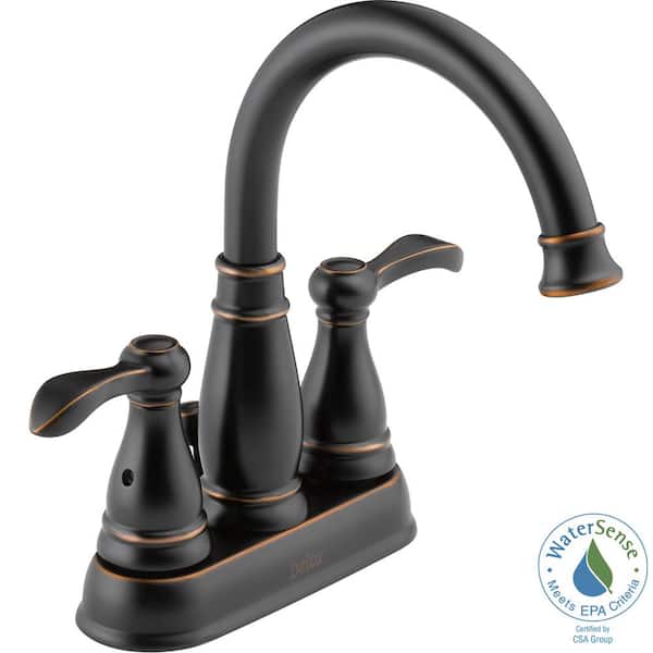 Delta Porter 4 in. Centerset 2-Handle High-Arc Bathroom Faucet in Oil Rubbed Bronze