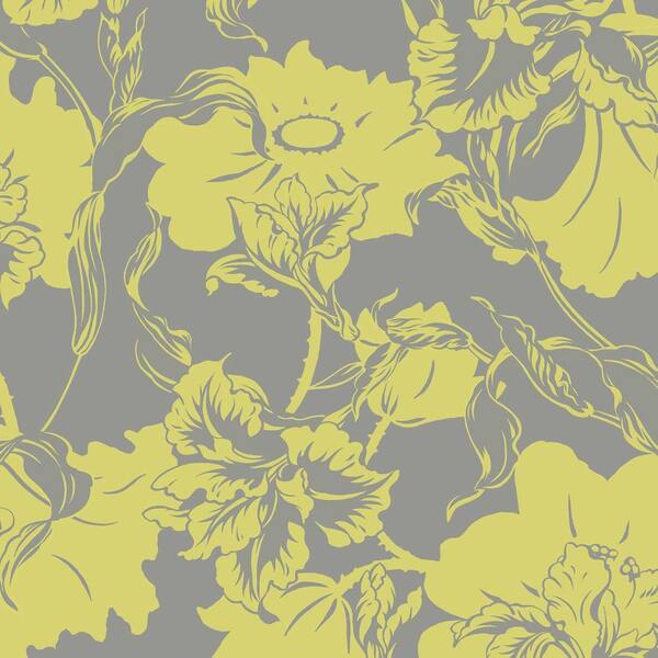 The Wallpaper Company 8 in. x 10 in. Lime Large Floral Wallpaper Sample