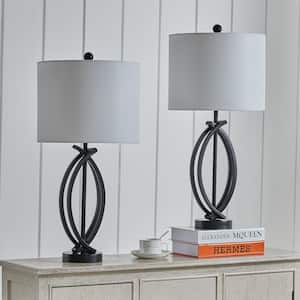 Cincinati 24 '' Black Table Lamp Set With White Shade (2-Pack）