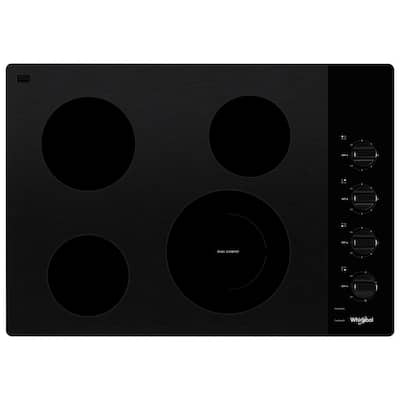 30 in. Radiant Electric Ceramic Glass Cooktop in Black with 4 Elements including a Dual Radiant Element