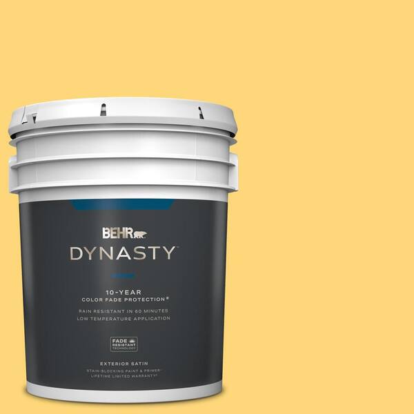 BEHR DYNASTY 5 gal. Home Decorators Collection #HDC-SM16-05 Deviled Egg Satin  Enamel Exterior Stain-Blocking Paint & Primer 965405 - The Home Depot