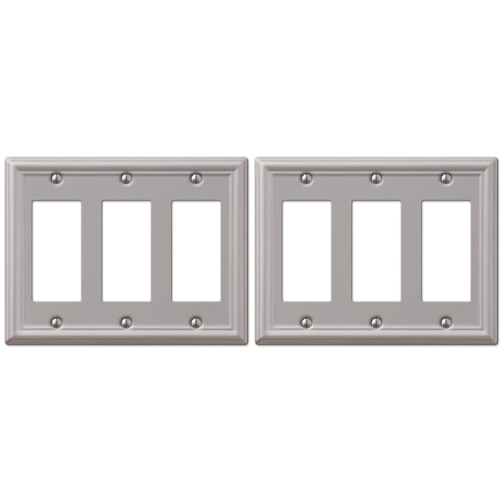AMERELLE Ascher 3 Gang Rocker Steel Wall Plate Brushed Nickel (2Pack
