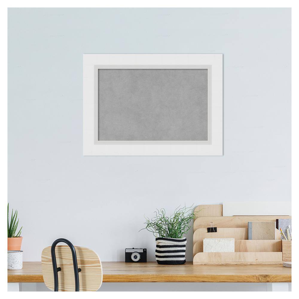Blanco White and Grey Wood Framed Magnetic Memo Board