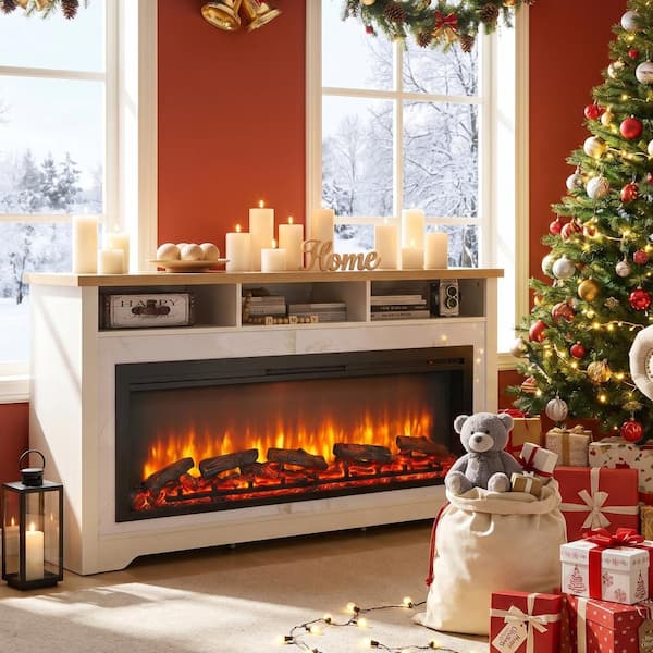 SUNRINX 54 in. Recessed Electric Fireplace Insert with Remote, 3