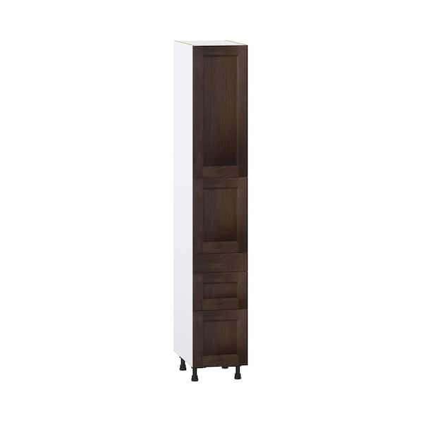 Georgetown 15 in. W x 24 in. D x 89.5 in. H Assembled Pantry Kitchen Cabinet in Chestnut with 3-Drawers