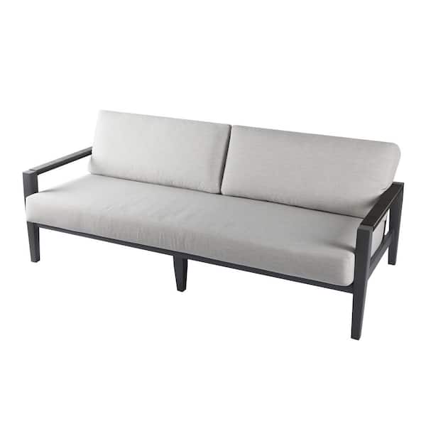Laguna Outdoor Aluminum Sofa Couch with Grey Sunbrella Cushions