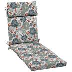 21.5 in. x 29 in. Shadow Gray Succulents Outdoor Chaise Lounge Cushion