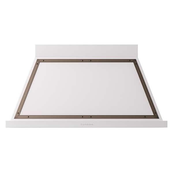 Nostalgie II Series Noblesse 48 in. Ducted Wall Mount Range Hood in White with Burnished Trim and 600 CFM