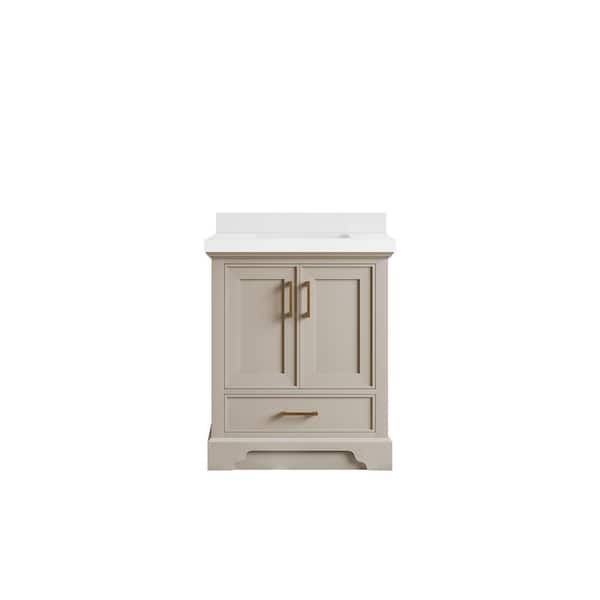 Willow Collections Charlotte 30 in. Single Sink Freestanding Fine Grain Bath Vanity with White Qt. Top Unassembled