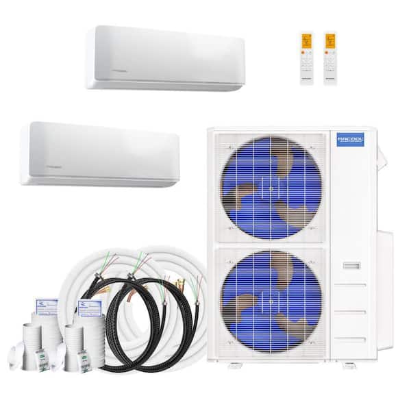 DIY 5th Gen 36,000 BTU Ductless 4 Ton 21.8 SEER2 Heat Pump 2 Zone Wall Mounted 18K Plus 18K w/2-16 ft. Install Kits-230V
