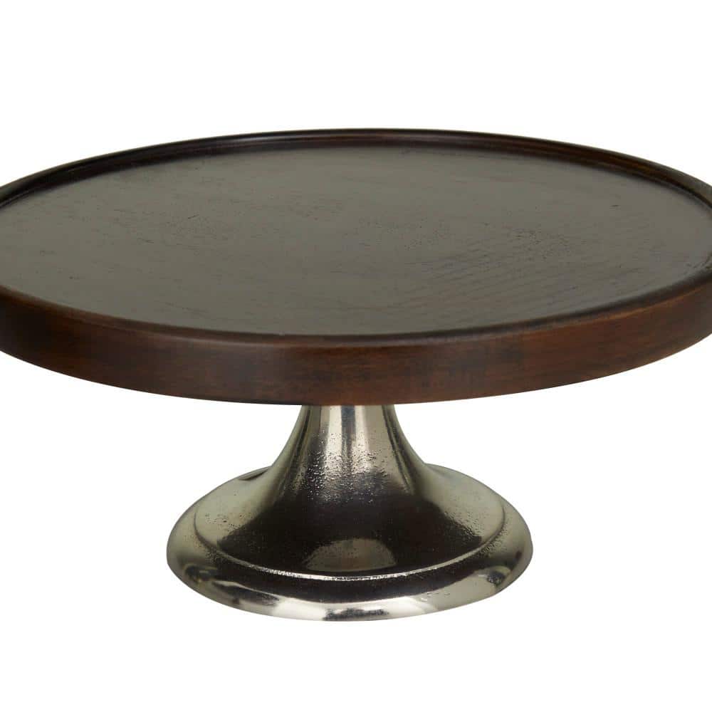 Dark Brown and Silver 3-Piece Round Pedestal Cake Stand Set