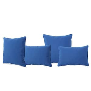 Coronado Blue Lumbar and Square Outdoor Throw Pillows (4-Pack)