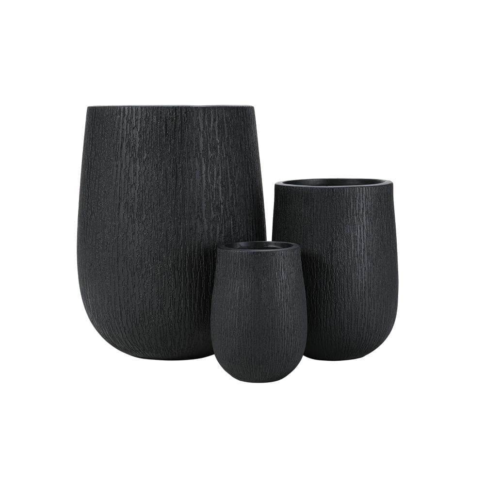 Avex Black Outdoor Indoor Magnesium Oxide Egg-Shaped Planter Set with Drainage Holes and Rubber Plug (Set of 3) price history on PriceWatchPro