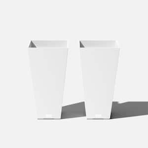 Midland 26 in. White Plastic Tall Square Planter (2-Pack)