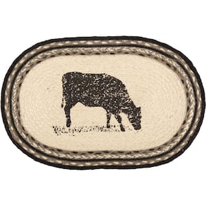 Sawyer Mill Cow 12 in. W x 18 in. L Beige/Cream Bleached White Asphalt Grey Taupe Jute Oval Placemat (Set of 6)