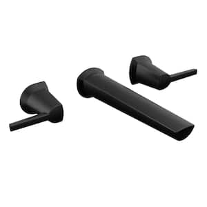 Galeon 2-Handle Wall Mount Bathroom Faucet Trim Kit in Matte Black (Valve Not Included)