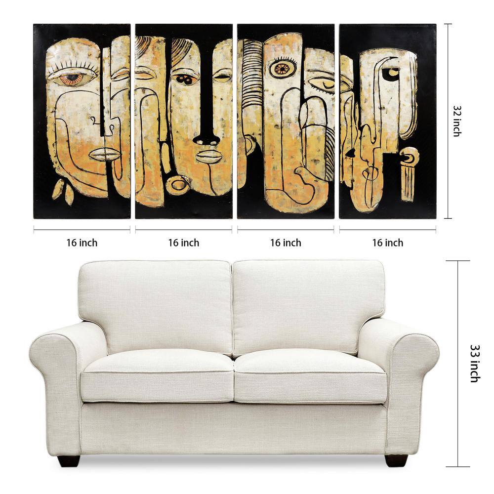 Totem Poles Hand Painted Iron Abstract Wall Art, 64" x 32"