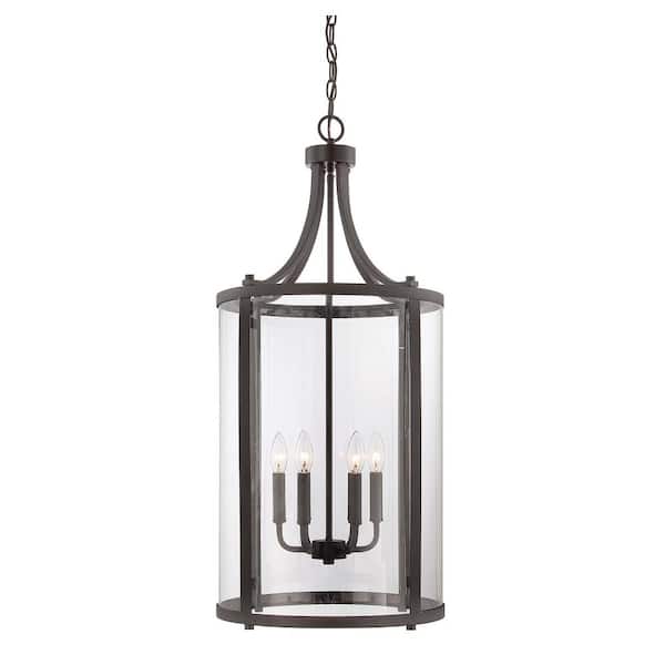 Savoy House Penrose 16 in. W x 34 in. H 6-Light English Bronze Candlestick Pendant Light with Clear Glass