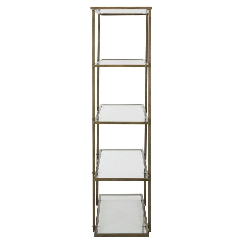 Francis Transitional 5-Tier Etagere in French Silver with Glass Shelves
