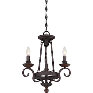 Noble 3-Light Rustic Black Candle-Style Chandelier