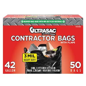 20-Pcs Contractor Trash Bags 42-Gallon Tear Resistant Eco Friendly Reusable 