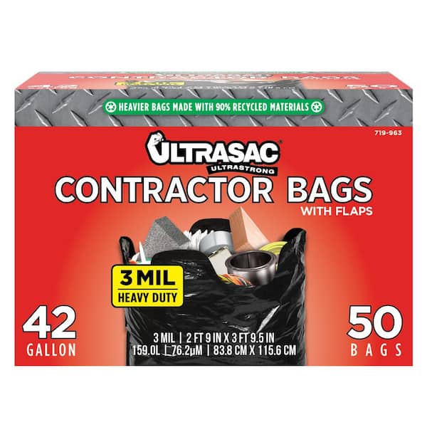 42 Gal. Contractor Bag with Flaps (50-Count) (12-Pack)