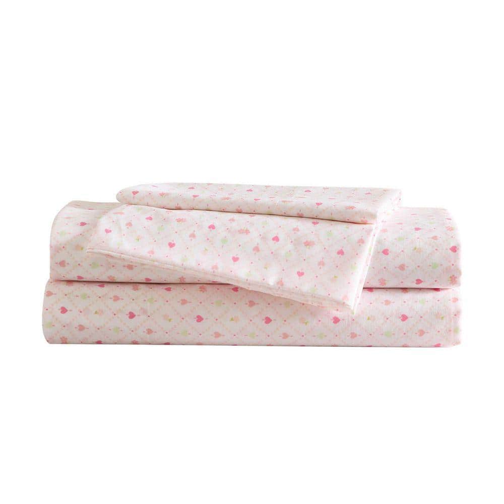 Laura Ashley Heart Geo Ditsy 4-Piece Pink/Green Microfiber Full