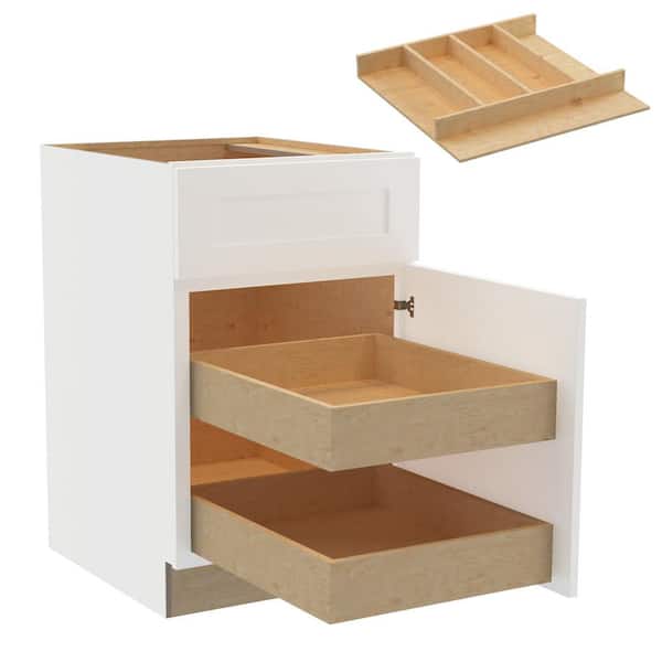 Home Decorators Collection Newport 21 in. W x 24 in. D x 34.5 in. H Assembled Plywood Base Kitchen Cabinet in Pacific White with 2ROT Utility RH